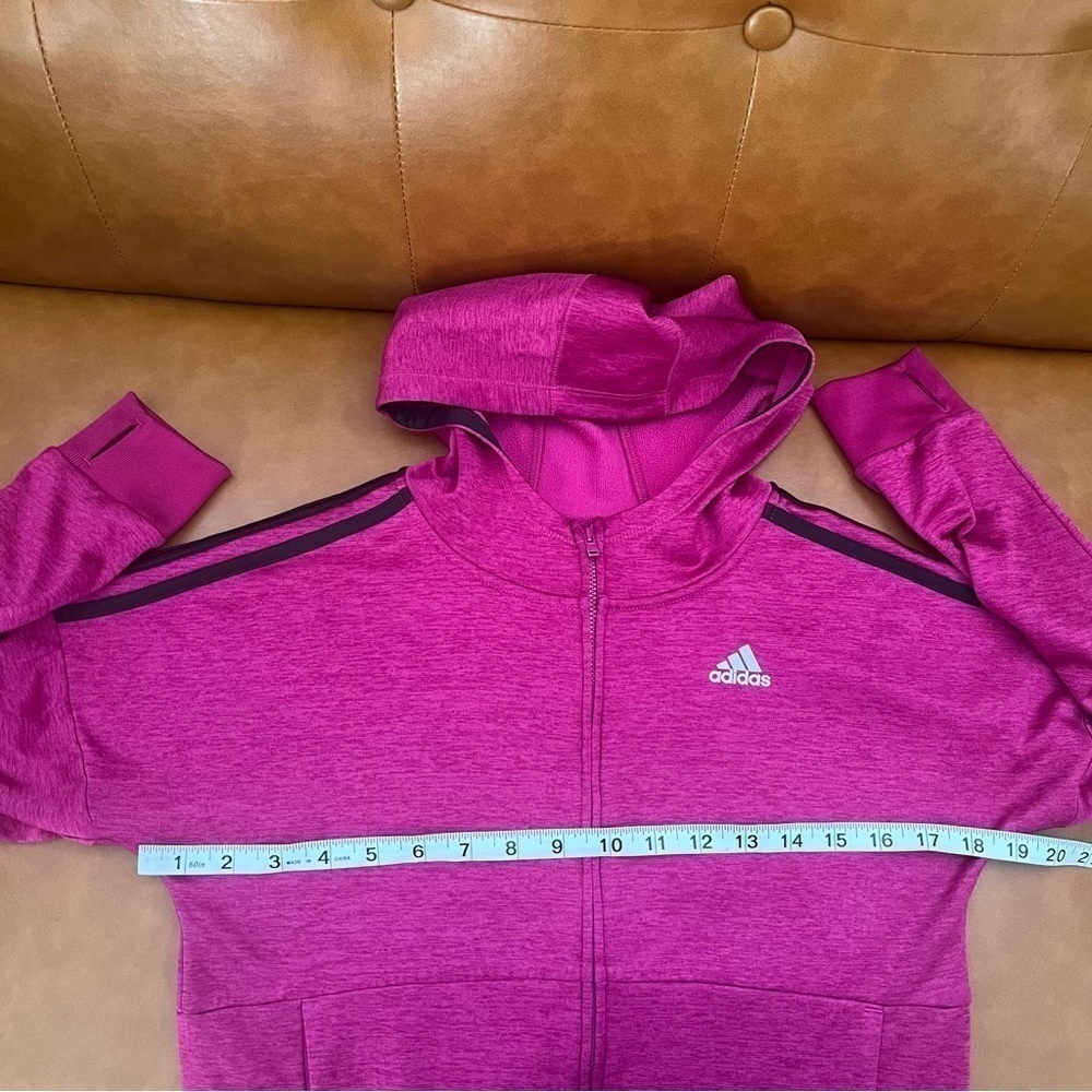 Adidas Youth Girl Sz XL Mauve Pink Plum Full Zip Athletic Hoodie Sweatshirt - Picture 6 of 8